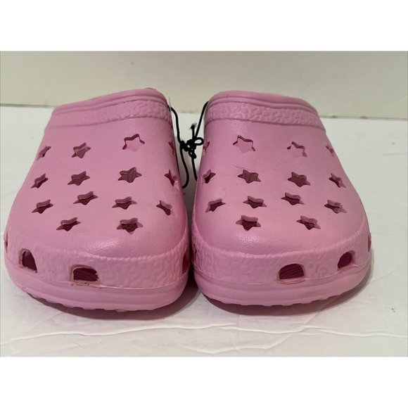 BOBBIE BROOKS GIRLS STAR DESIGN CLOGS SHOES SIZE S 11/12 PINK BEACH POOL NEW C6 - Picture 7 of 11